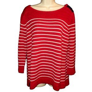 Nomadic Traders Women's Size XL Sweater Boat Neck Red/White Stripes 3/4 Sleeves